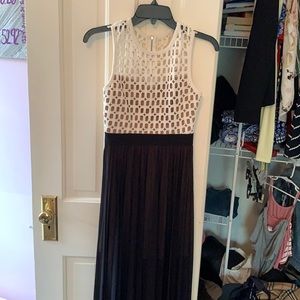White and Black ABS Floor Length Dress